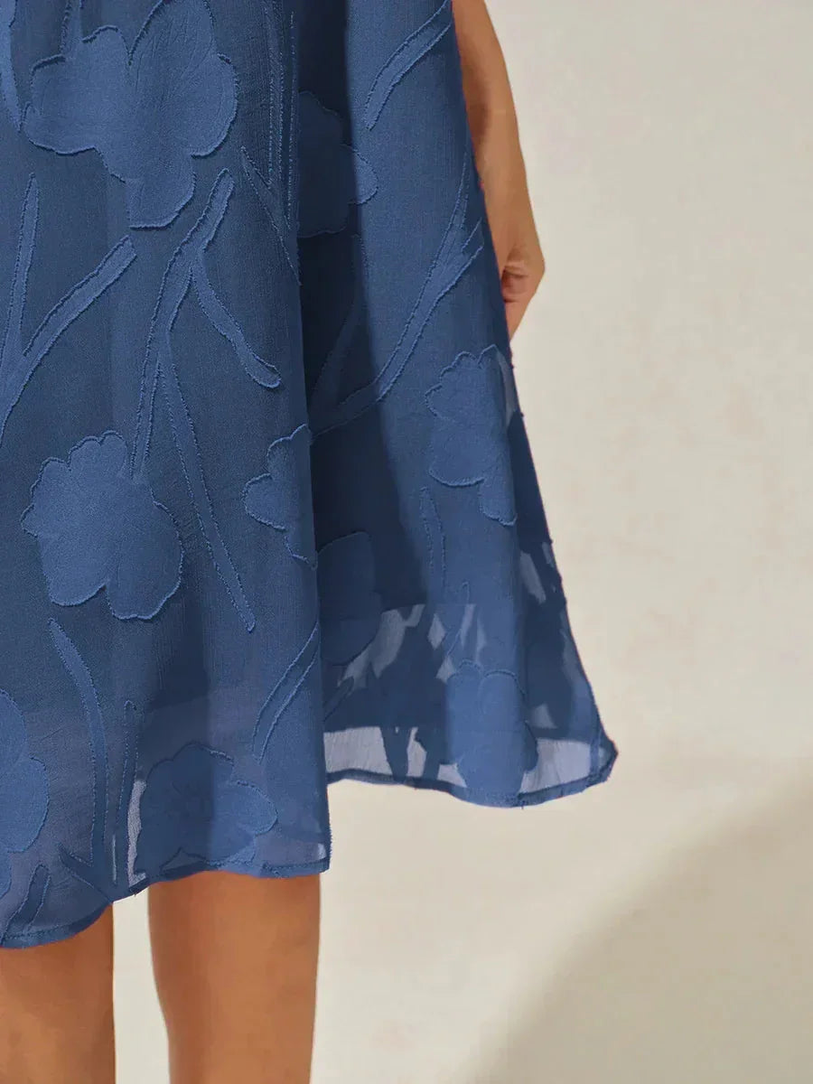 Bloemenprint Doorzichtige Chiffon Knielange A-lijnjurk