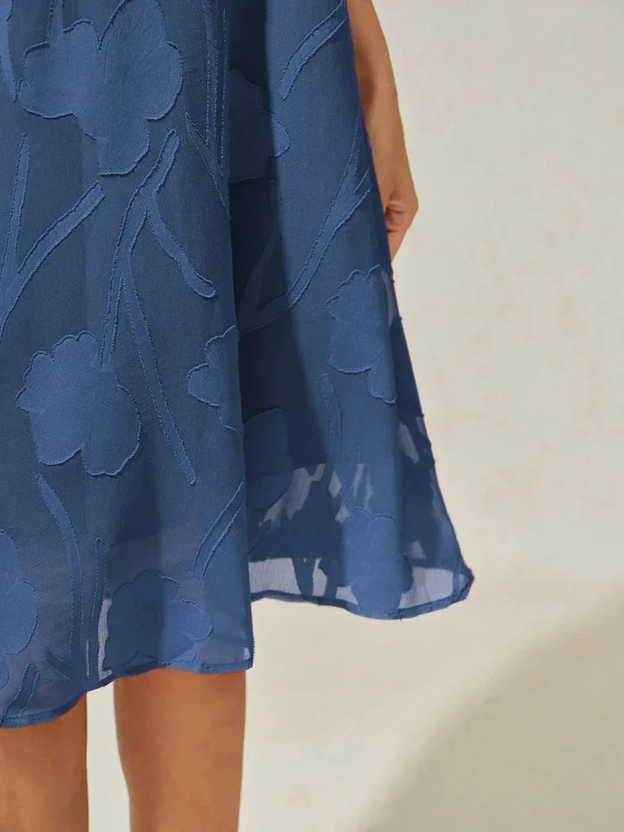Transparante Chiffonjurk met Bloemenprint, Kniehoogte, A-lijn