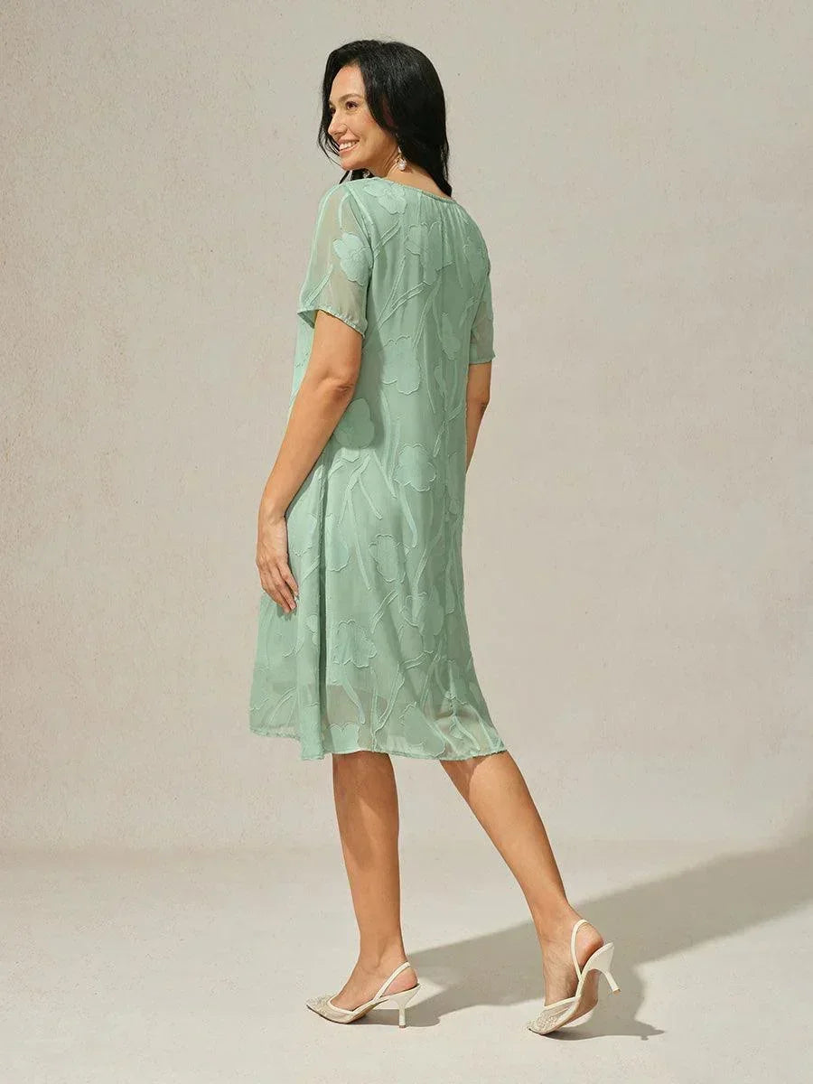 Transparante Chiffonjurk met Bloemenprint, Kniehoogte, A-lijn