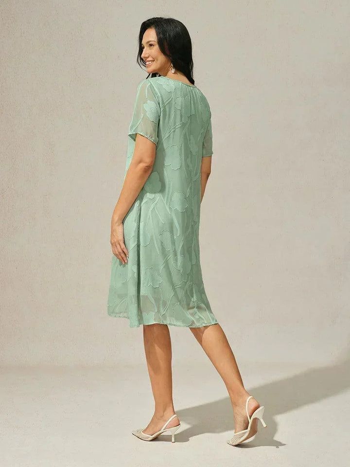 Transparante Chiffonjurk met Bloemenprint, Kniehoogte, A-lijn