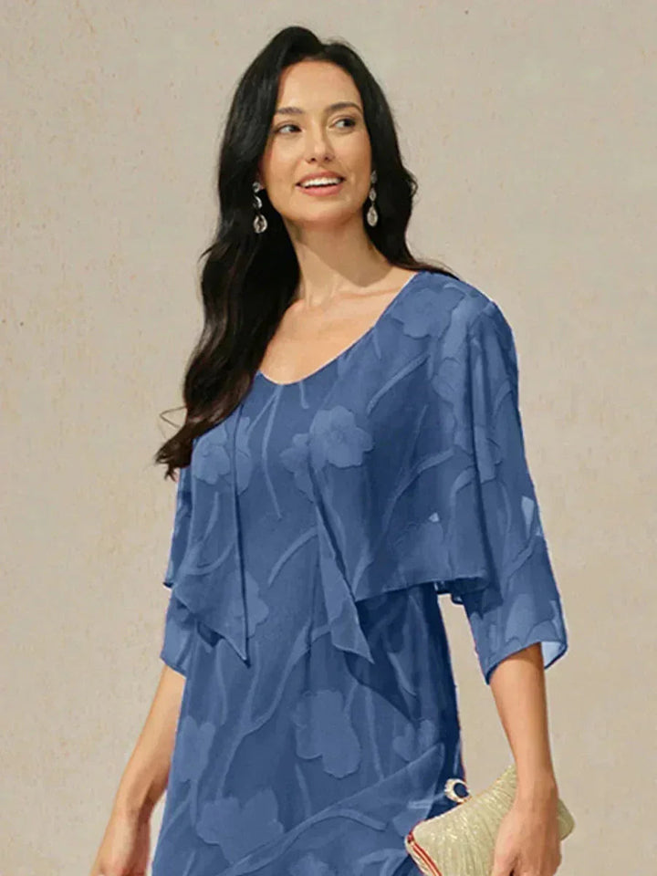 Bloemige Doorschijnende Chiffon 3/4-Mouw Bolero