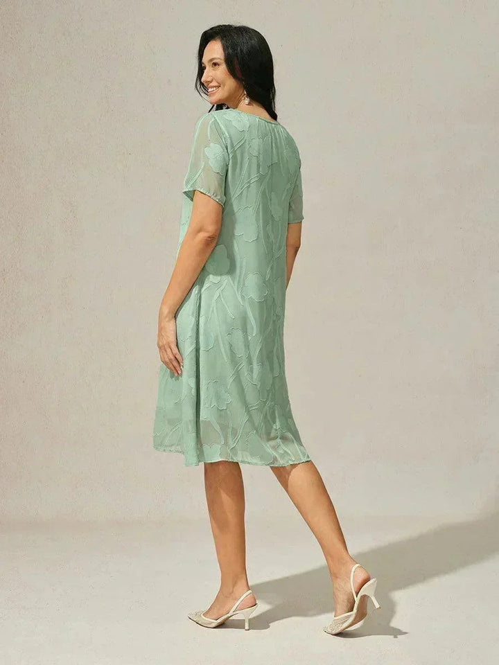 Doorzichtige Chiffonjurk met Bloemenprint, Knielengte, A-lijn