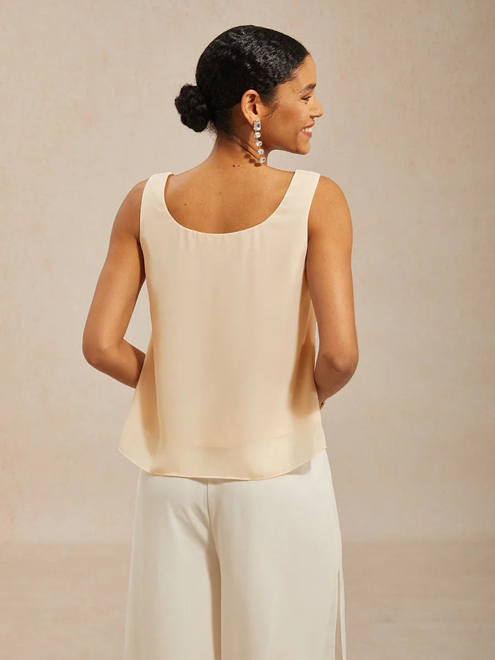 Paillettenmesh Twinset Met Ronde Hals En 3/4-mouw