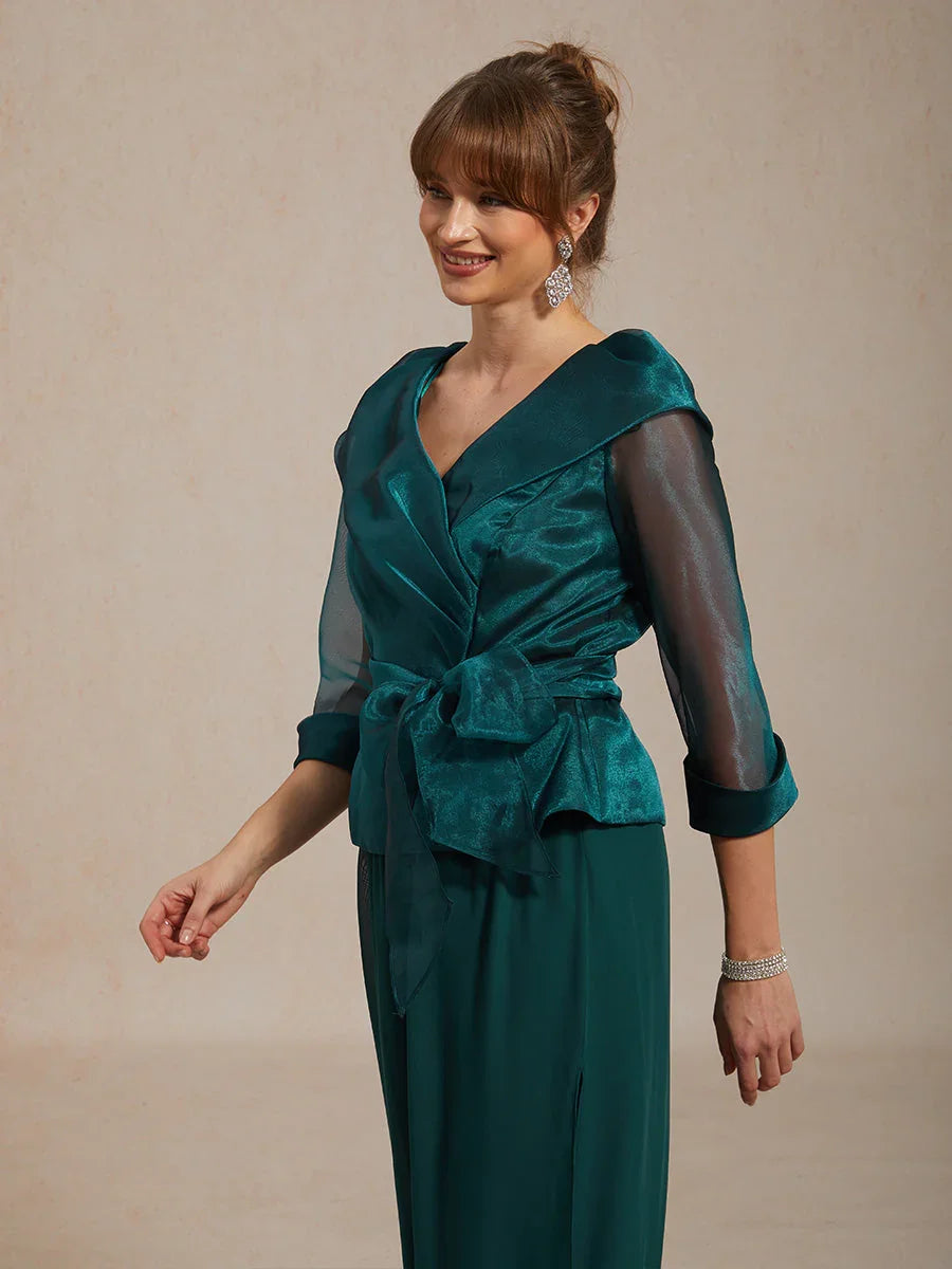 Transparante Organza Blouse met Kraag en Strik