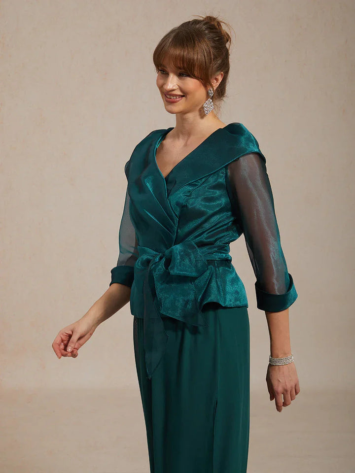 Transparante Organza Blouse met Kraag en Strik