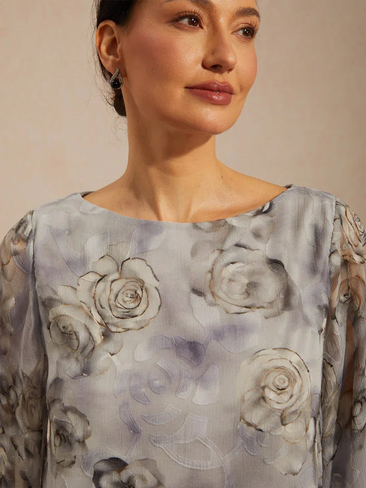 Gelaagde Chiffonblouse met Kant en Bloemenprint