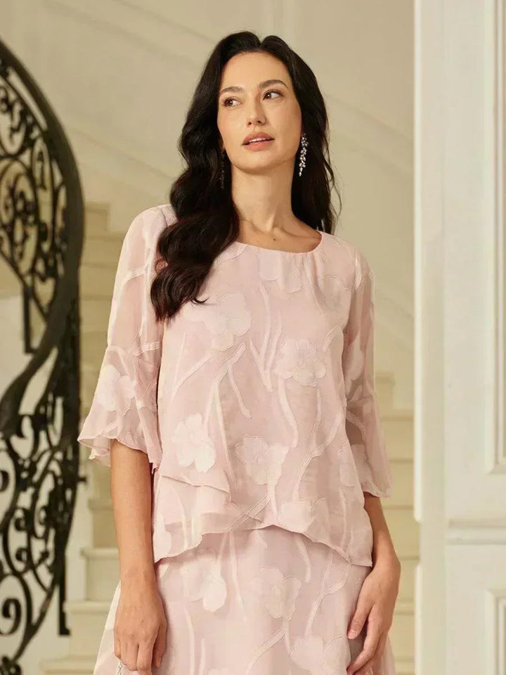 Elegante chiffon blouse met asymmetrische zoom