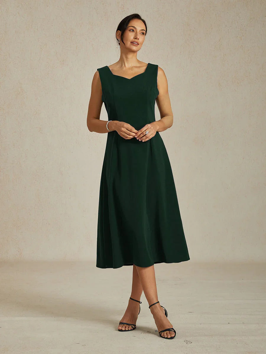 Mouwloze koker midi-jurk