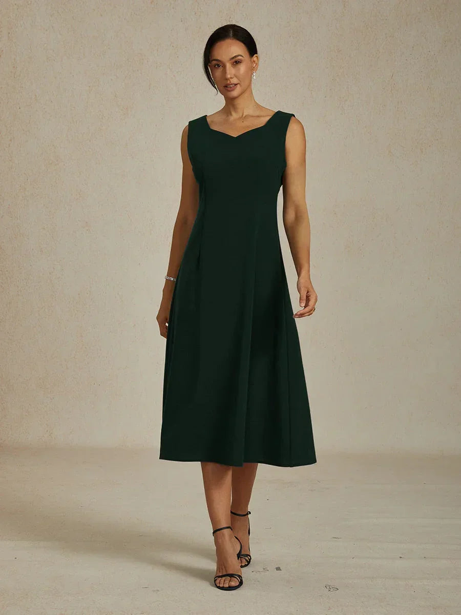 Mouwloze koker midi-jurk