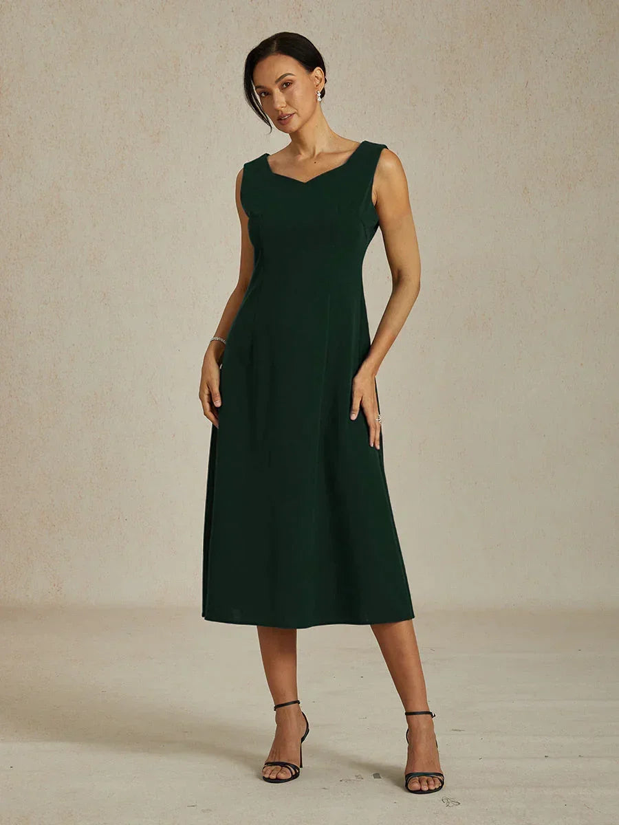 Mouwloze koker midi-jurk