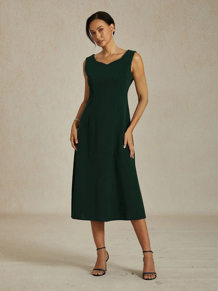 Mouwloze koker midi-jurk