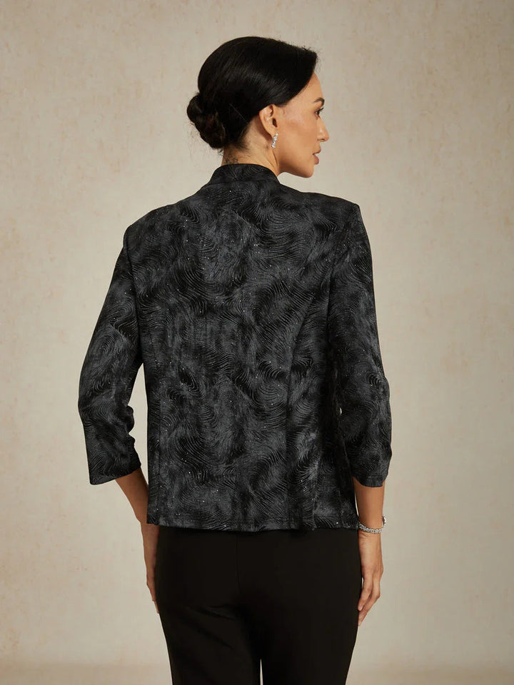 Glittergebreide Mandarin-jasje en Tanktop Twinset