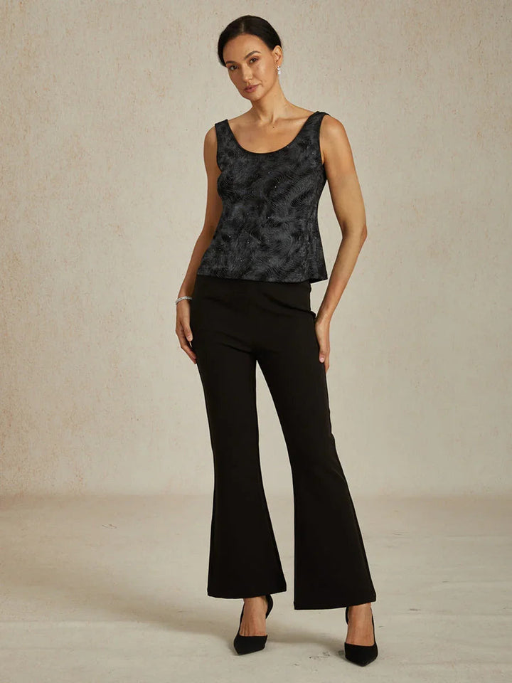 Glittergebreide Mandarin-jasje en Tanktop Twinset