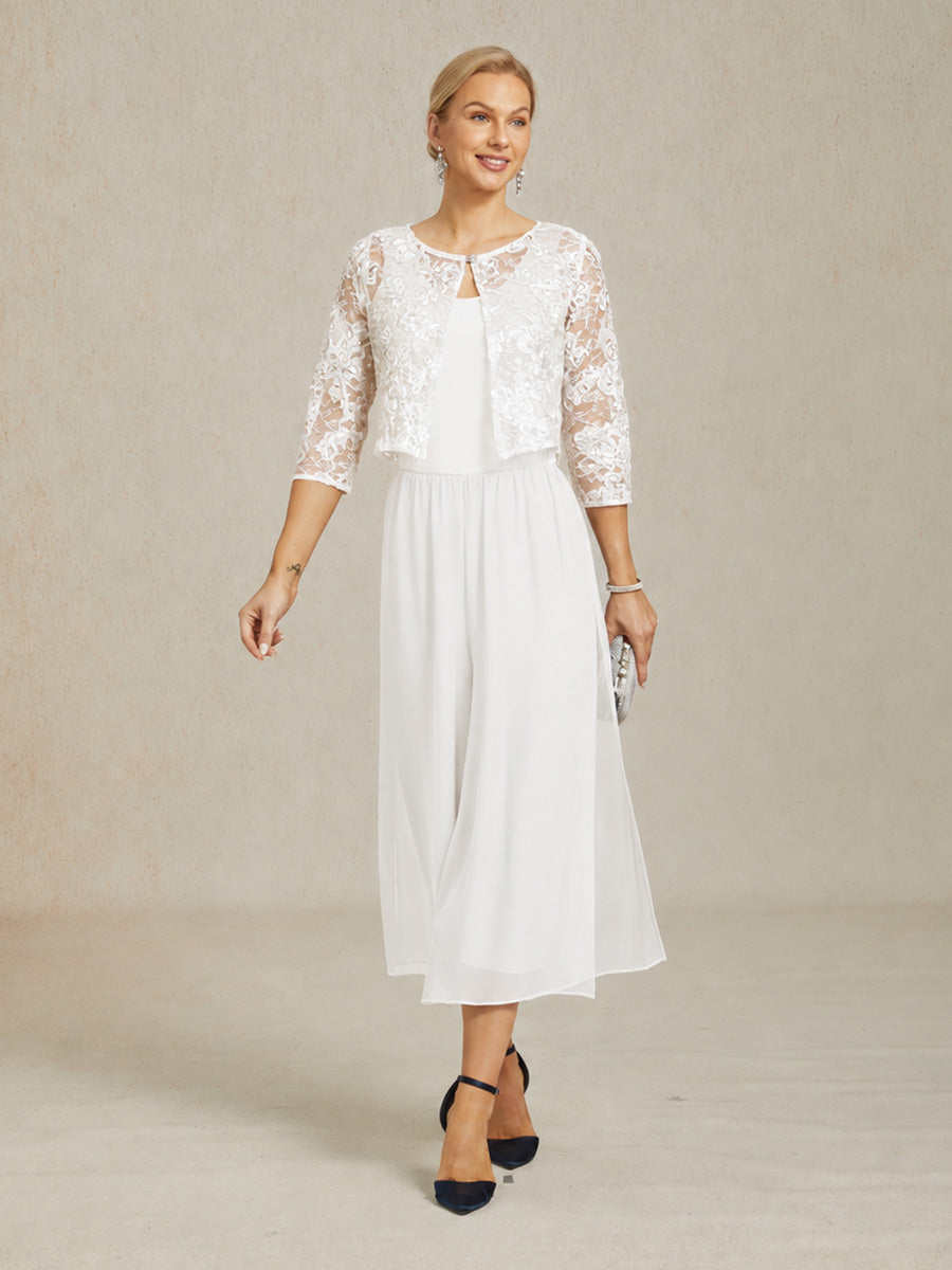 Cropped lengte rechte pijp broek met chiffon split pijp overlay