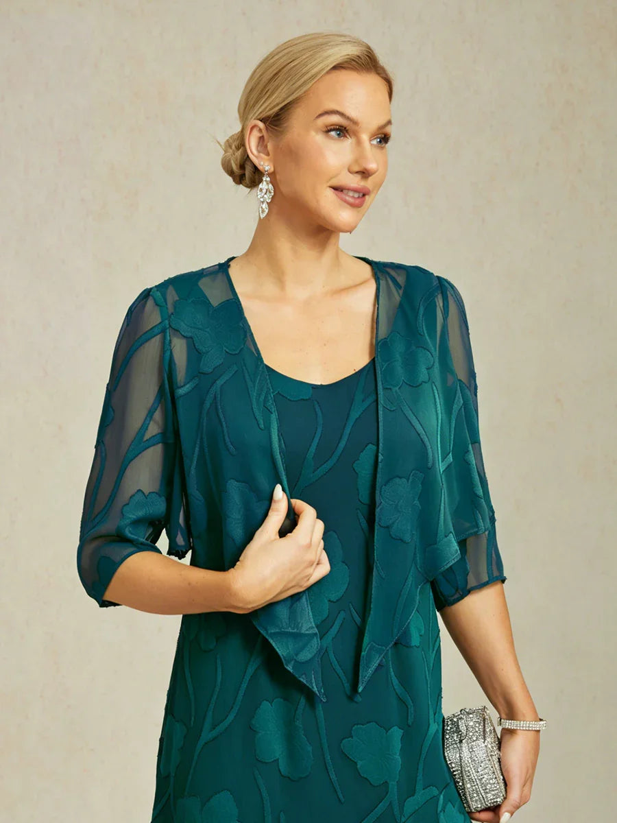 Bloemig Doorschijnend Chiffon Bolero Met 3/4-Mouwen