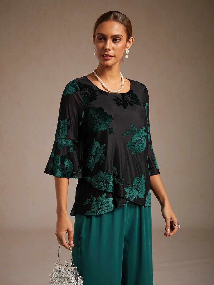 Chique Bloemige Blouse met Asymmetrische Zoom