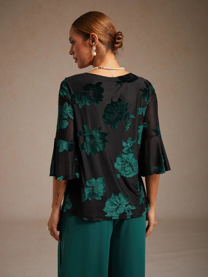 Chique Bloemige Blouse met Asymmetrische Zoom