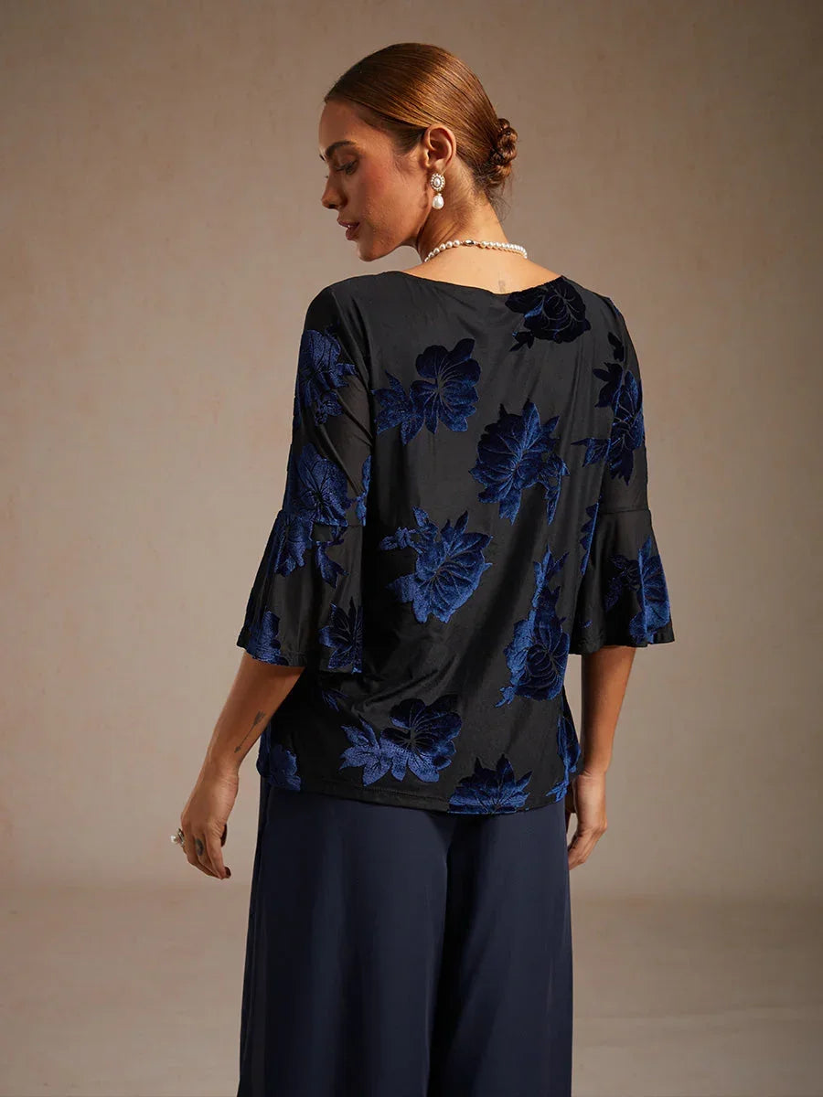 Chique Bloemige Blouse Met Asymmetrische Zoom
