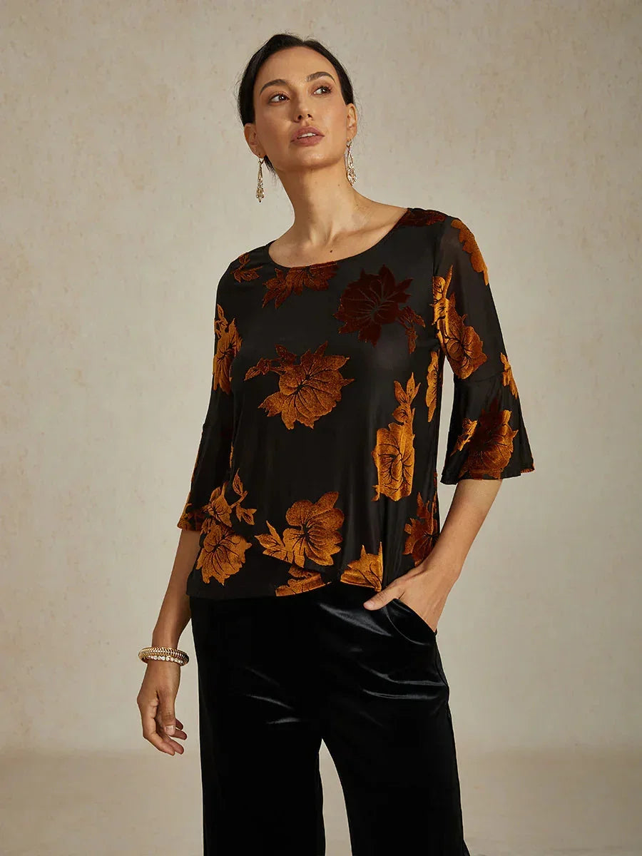 Chique Bloemige Blouse Met Asymmetrische Zoom