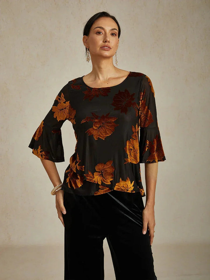 Chique Bloemige Blouse Met Asymmetrische Zoom