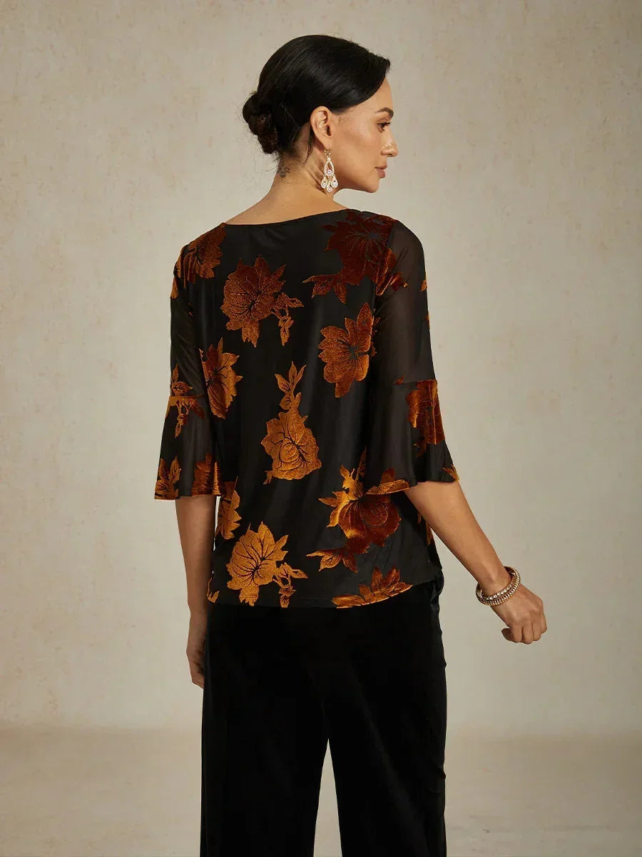 Chique Bloemige Blouse Met Asymmetrische Zoom