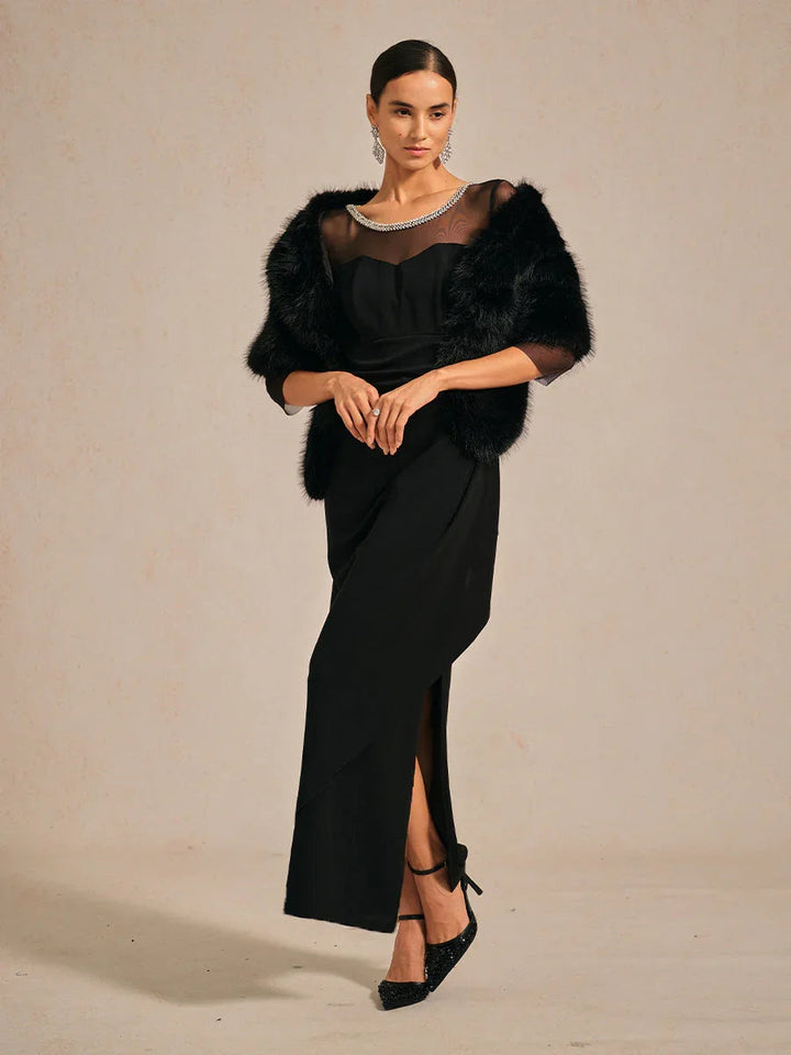 Elegante Galajurk met Kralen en Illusion-halslijn