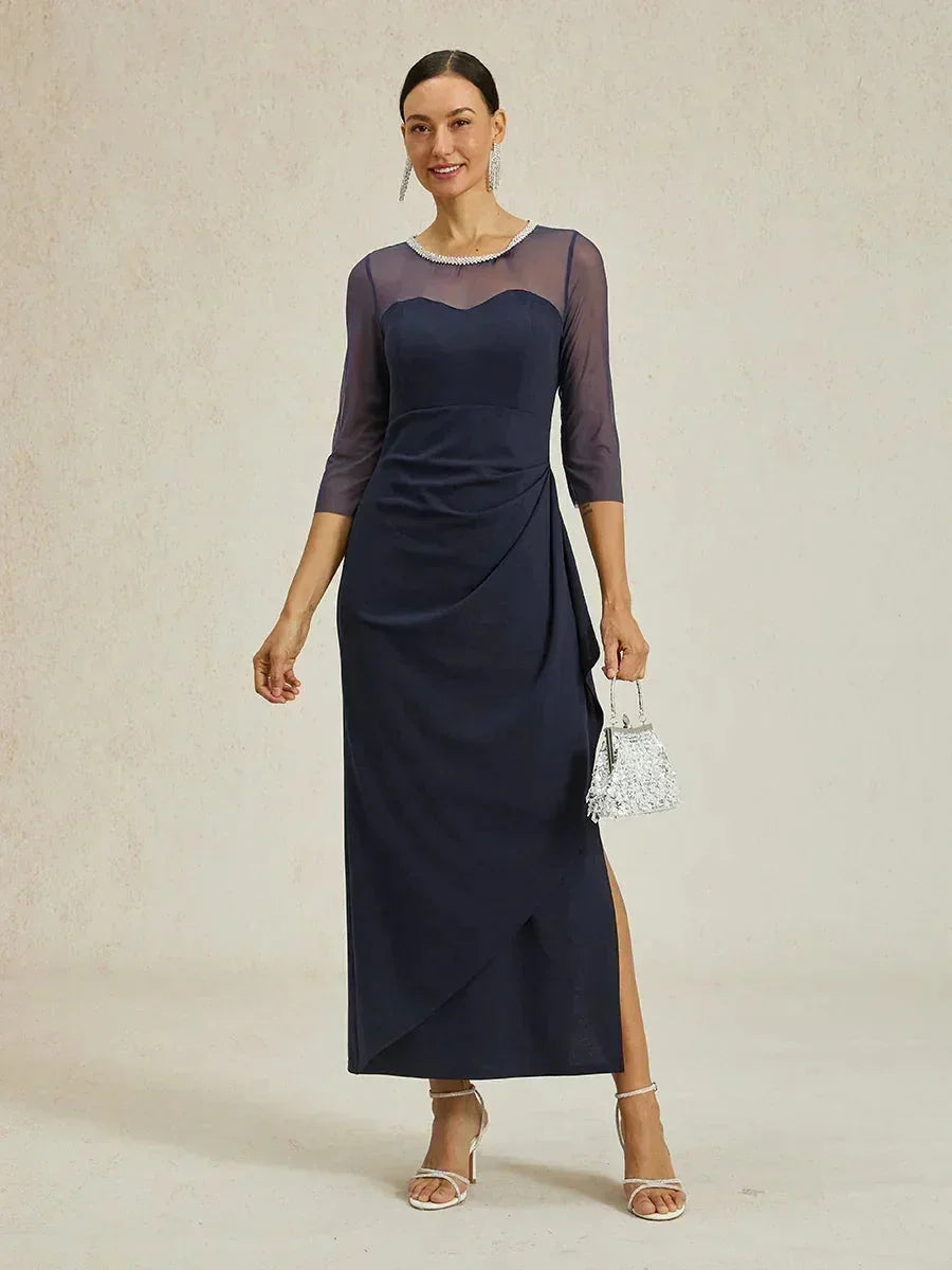 Elegante Galajurk met Kralen en Illusiehalslijn