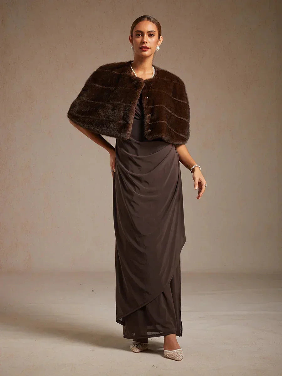 Elegante Formele Jurk met Versierde Fladdermouwen