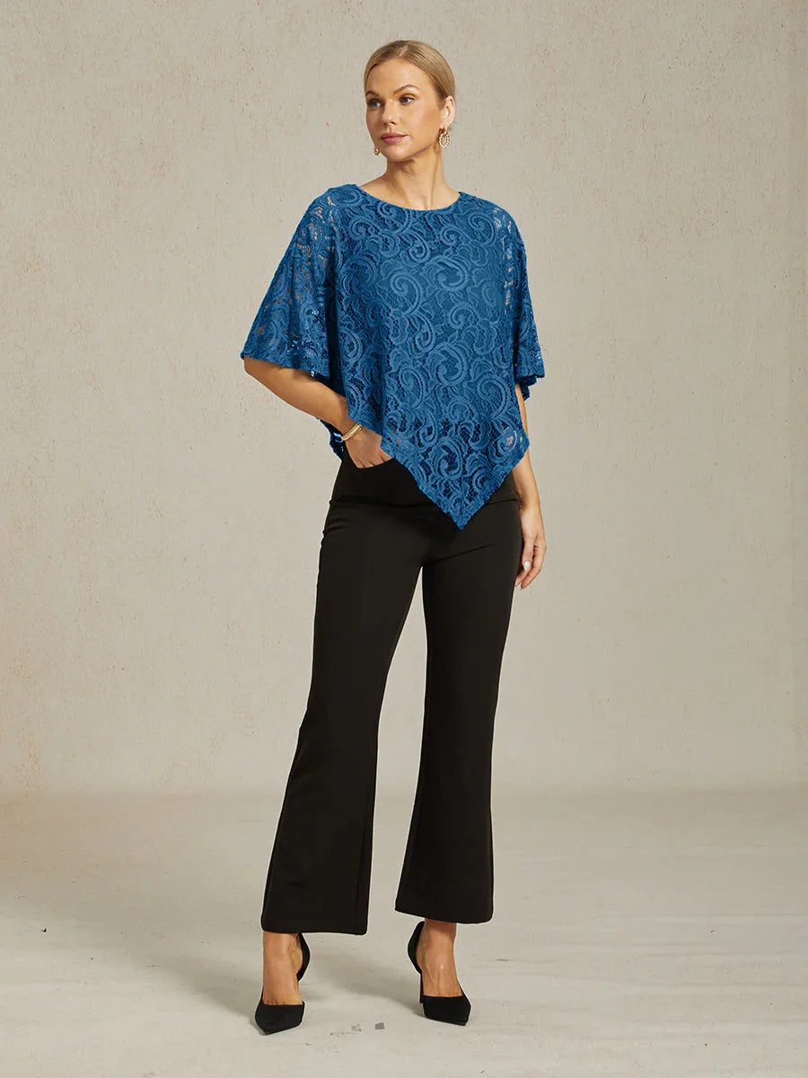 Elegante top met vleermuismouwen van kant