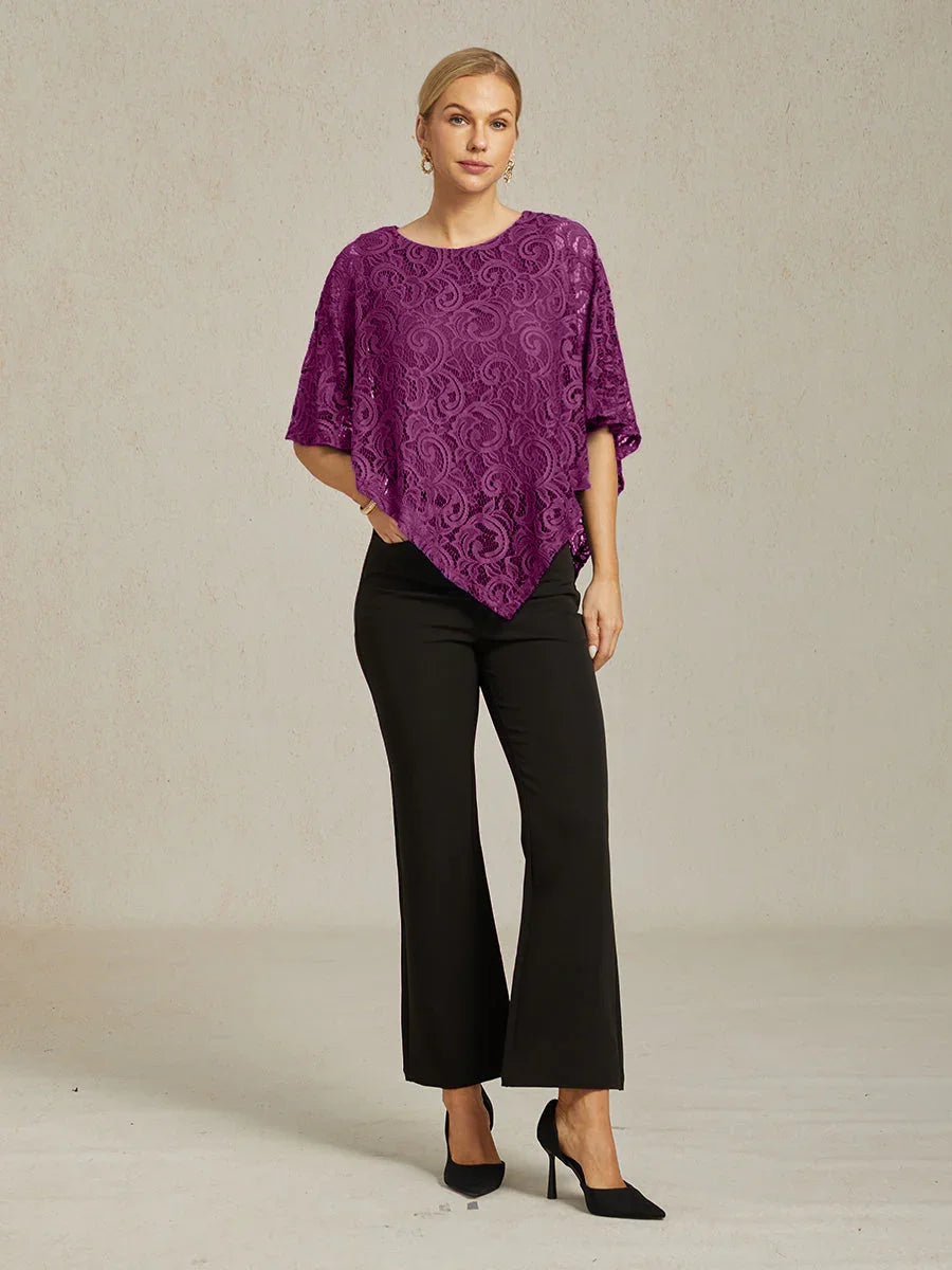 Elegante kanten top met vleermuismouwen