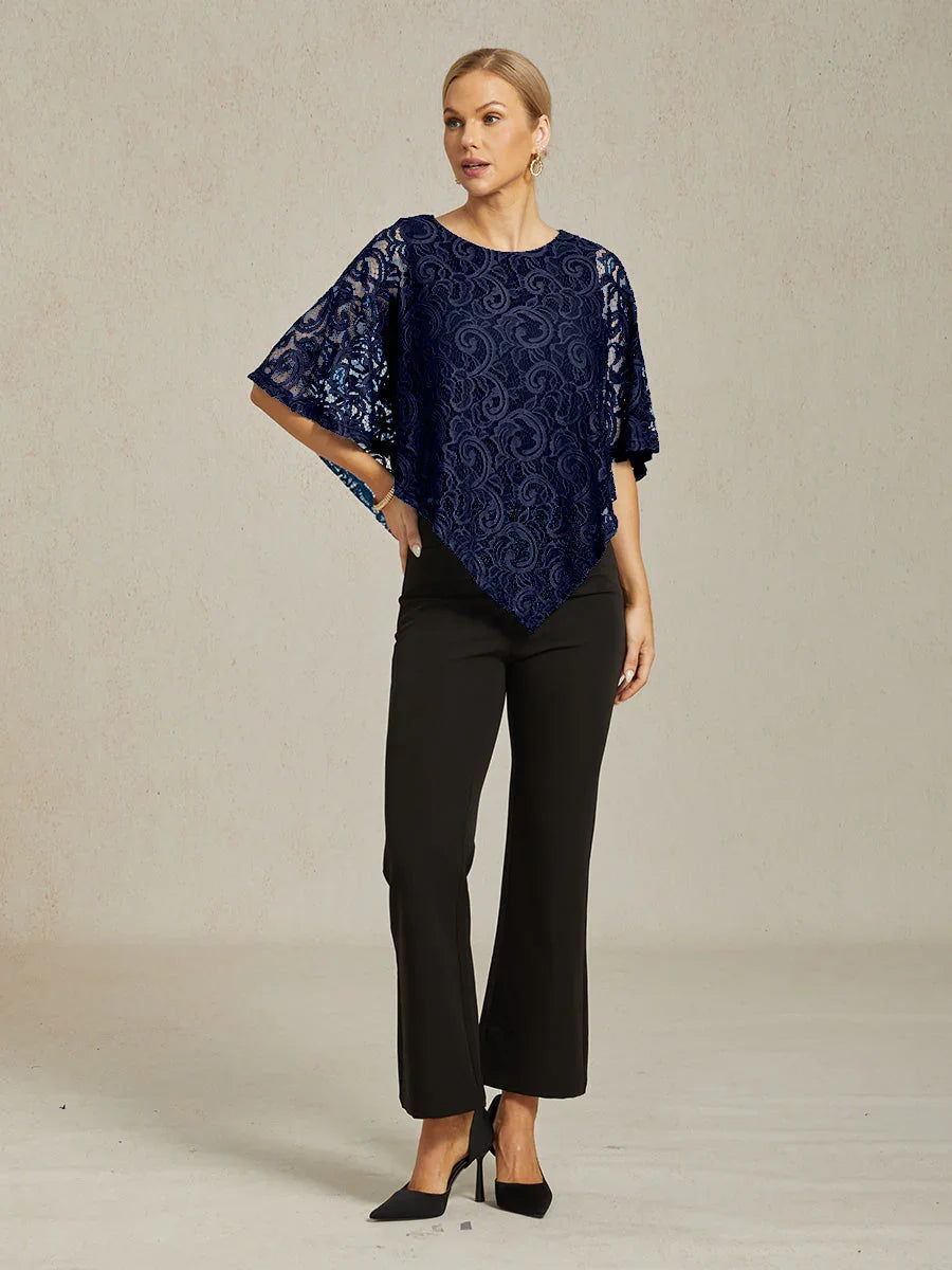 Elegante kanten top met vleermuismouwen