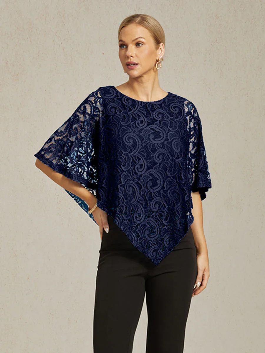 Elegante top met vleermuismouwen van kant