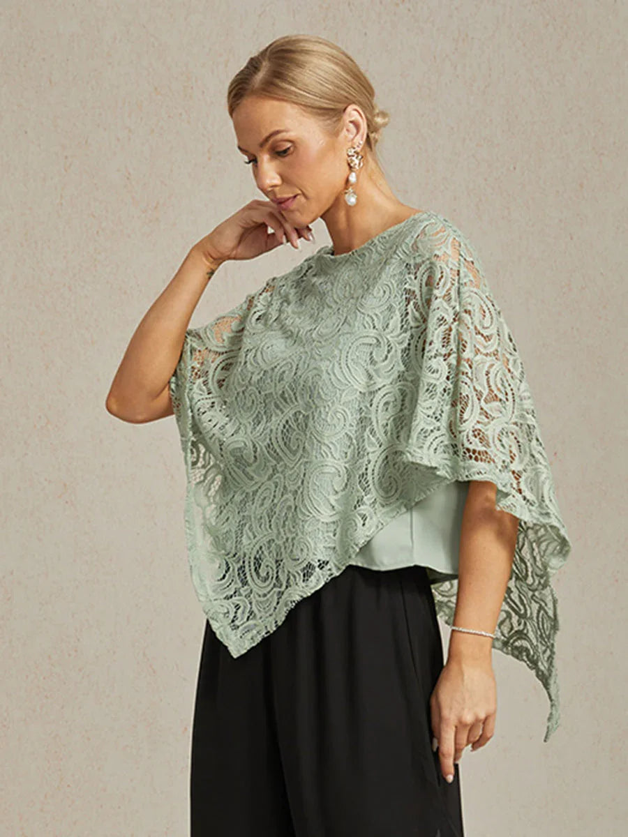 Elegante kanten top met vleermuismouwen