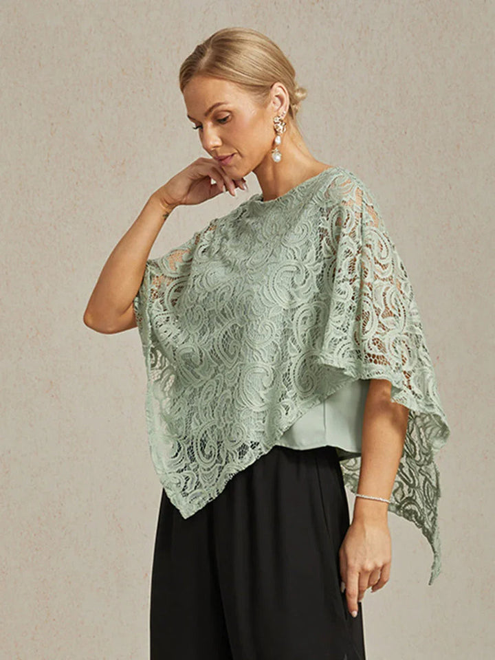 Elegante kanten top met vleermuismouwen