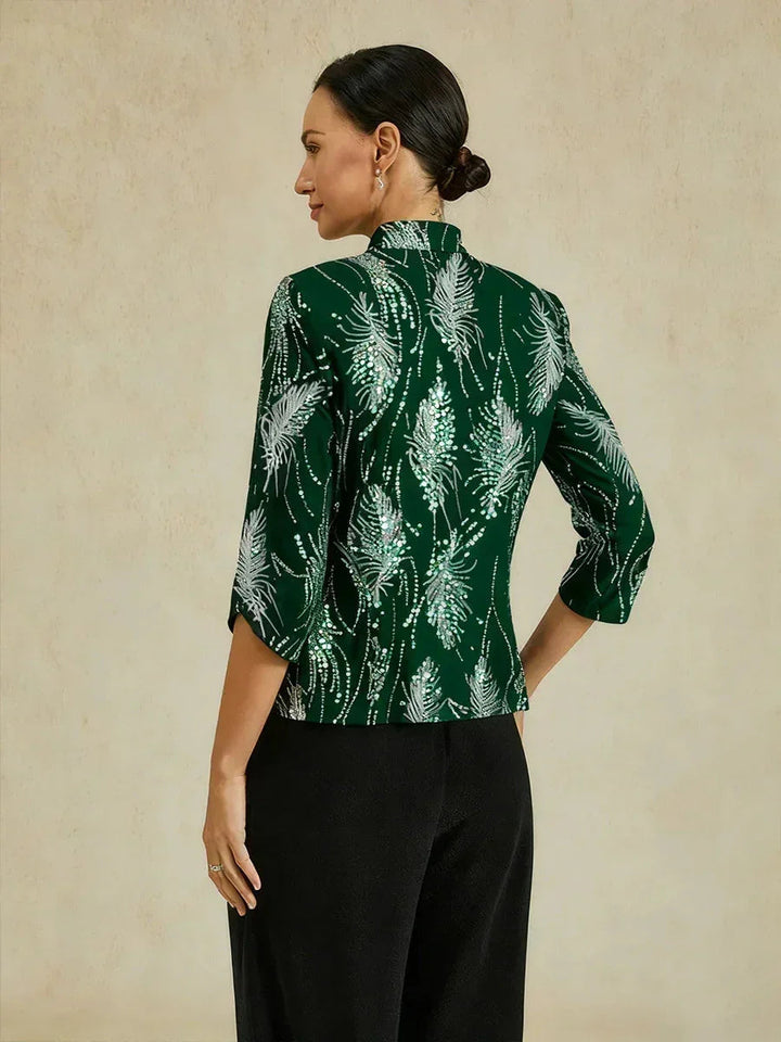 Elegante Mandarijnkraag Pailletten Twinset