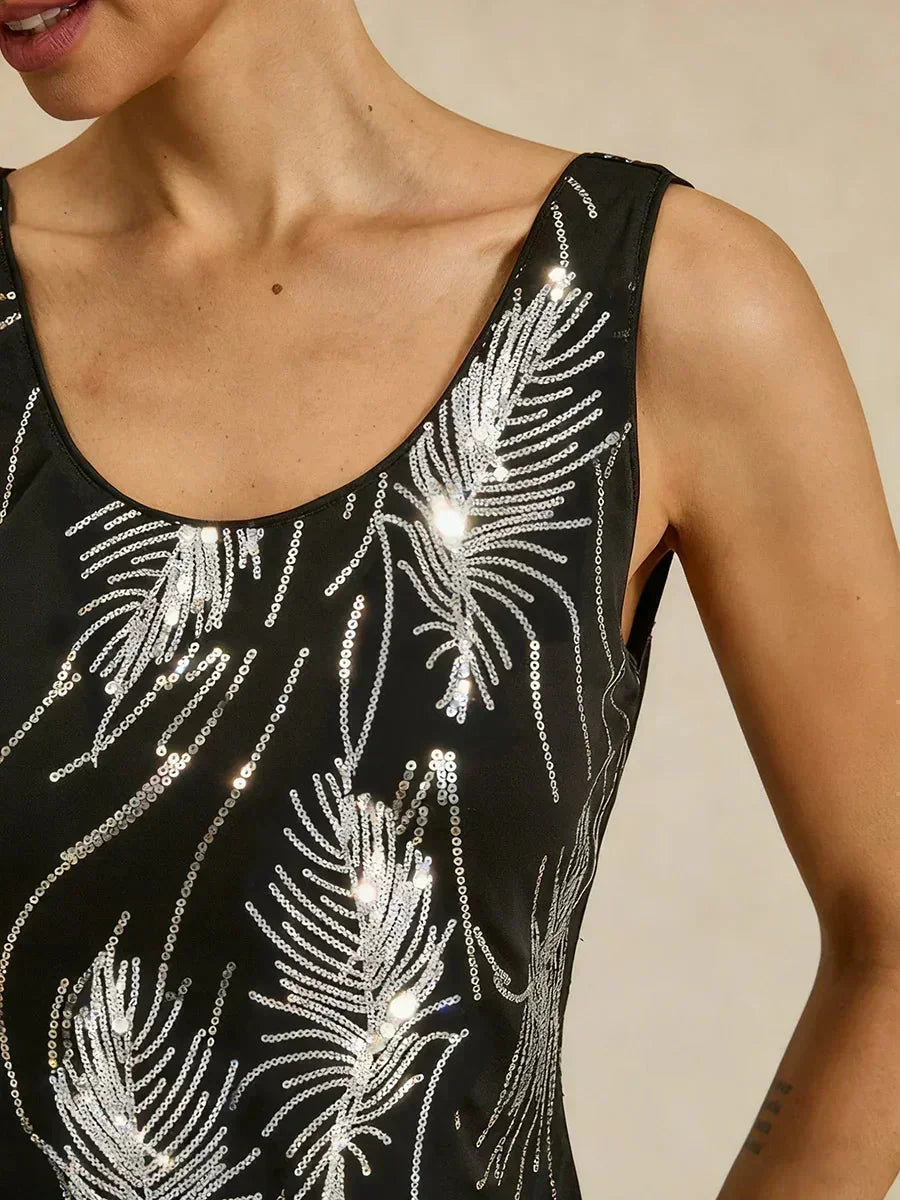Elegante Twinset met Mandarijnkraag en Pailletten