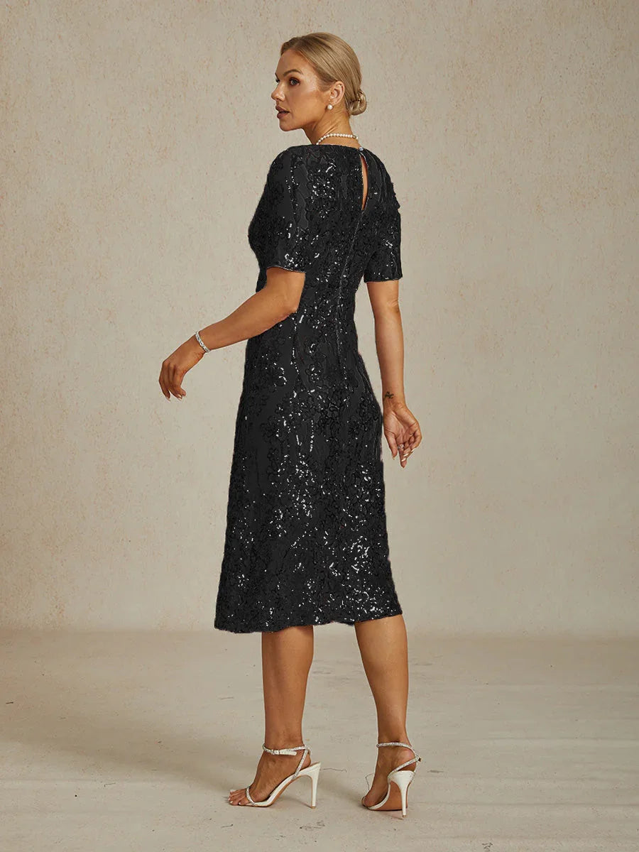 Elegante Korte Paillettenjurk met V-hals