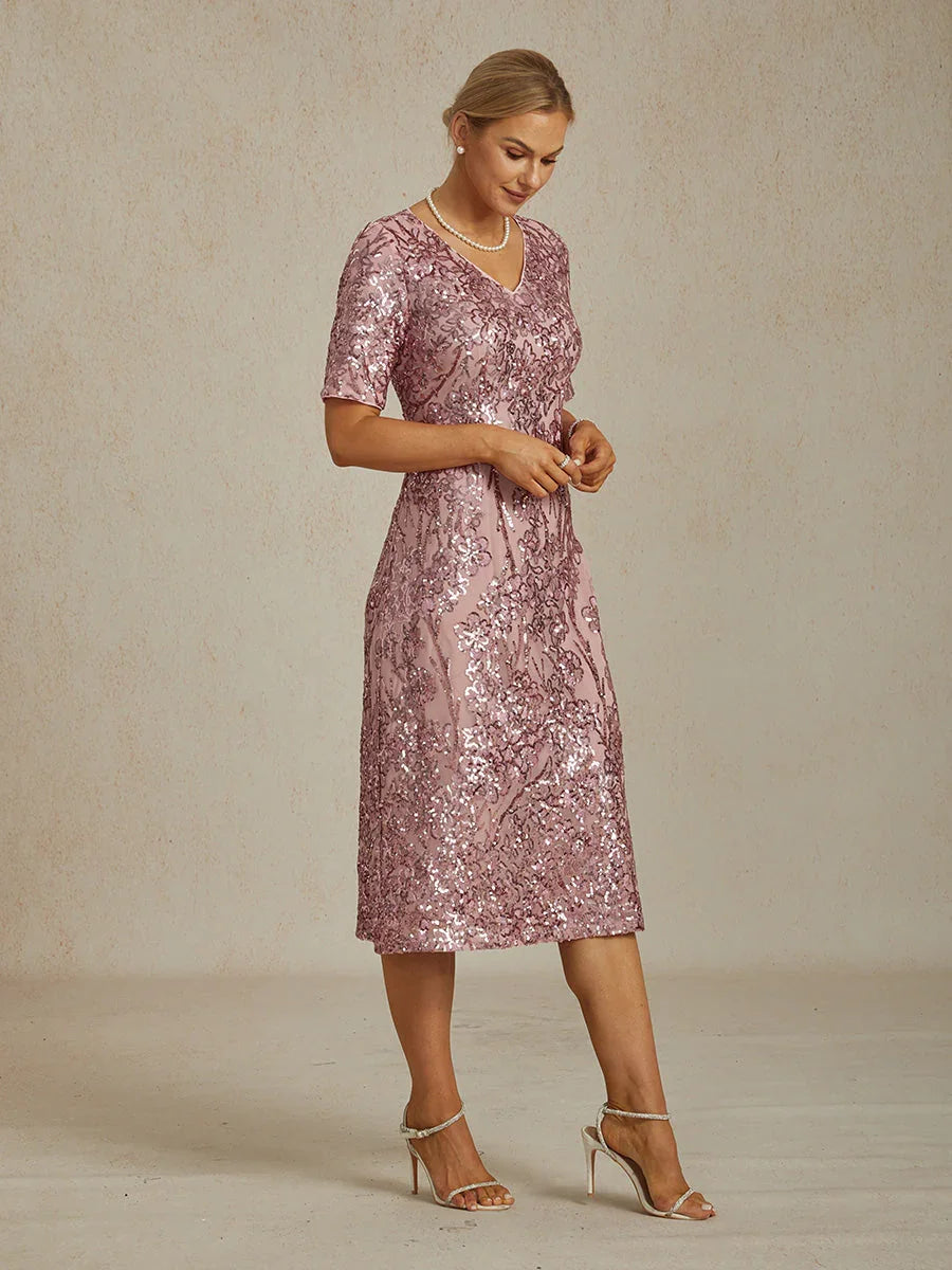 Elegante Korte Paillettenjurk met V-hals