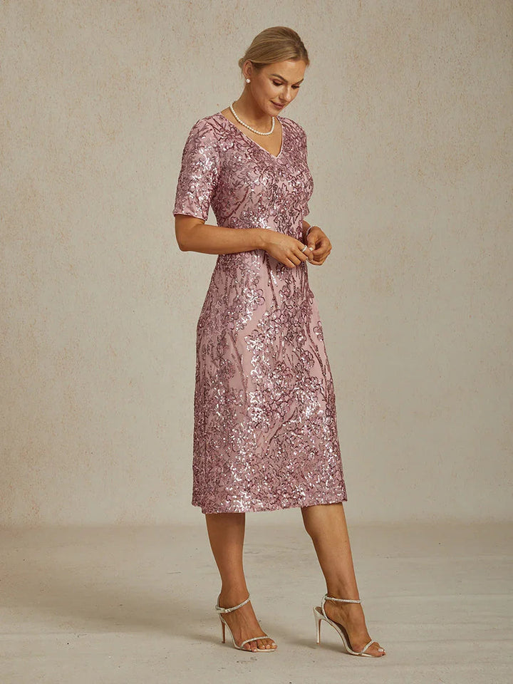 Elegante Korte Paillettenjurk met V-hals