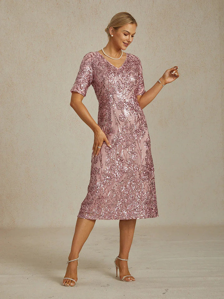 Elegante Korte Paillettenjurk met V-hals