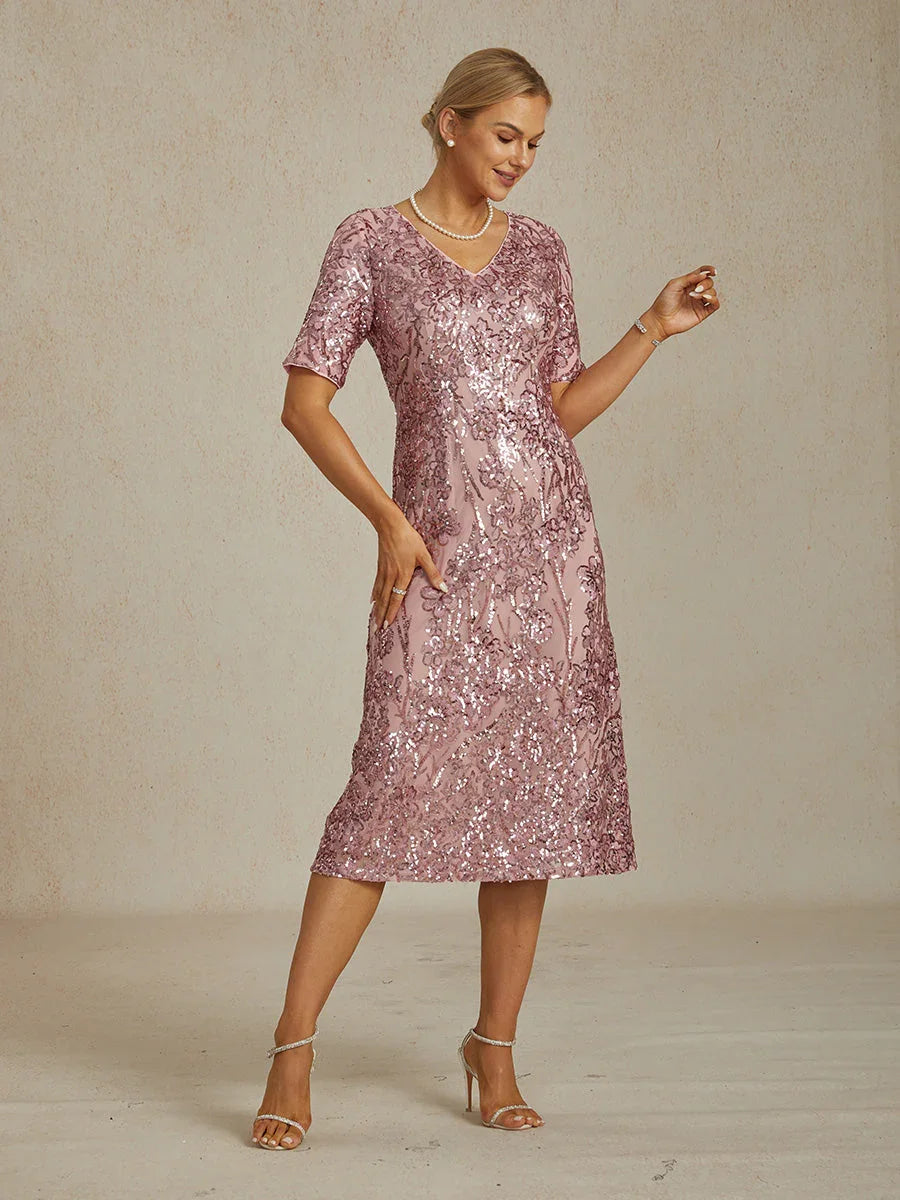 Elegante V-hals Korte Paillettenjurk