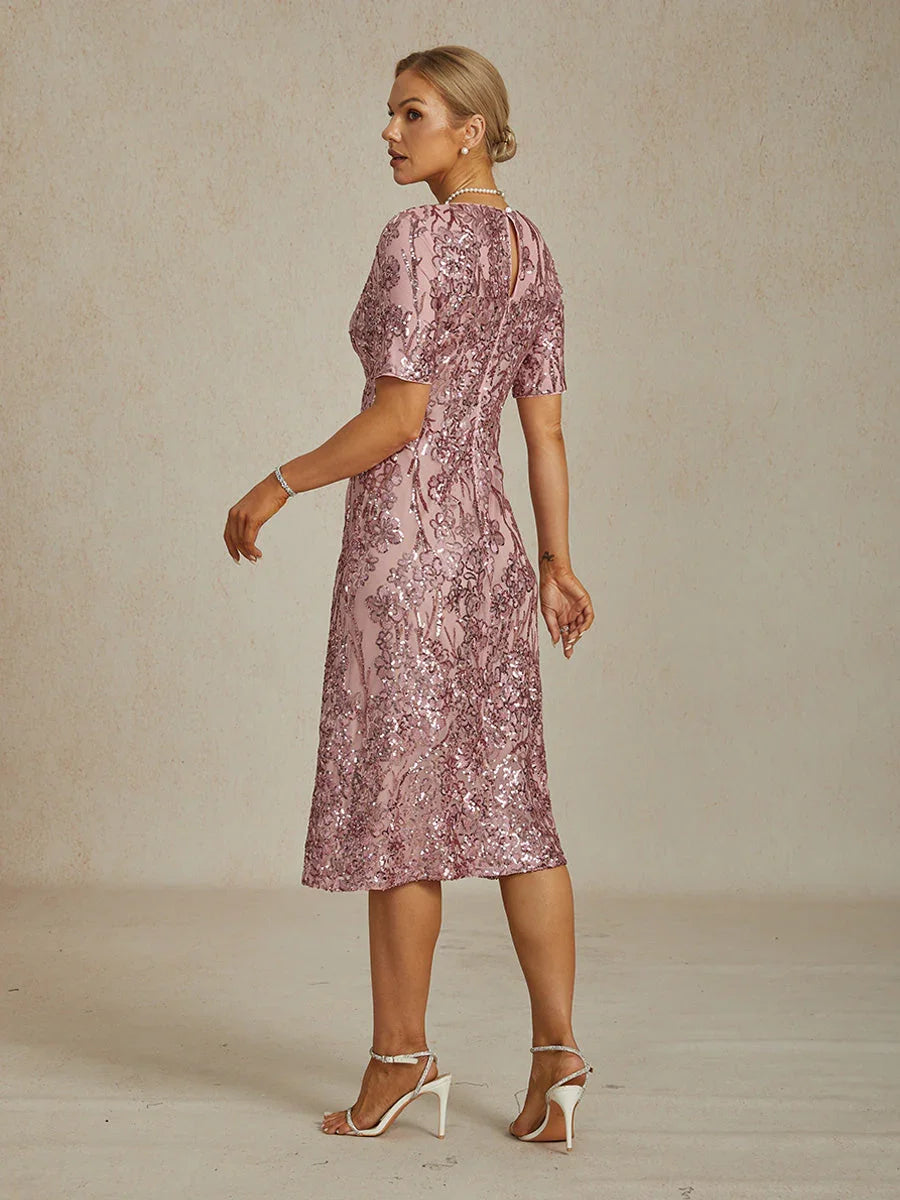 Elegante Korte Paillettenjurk met V-hals