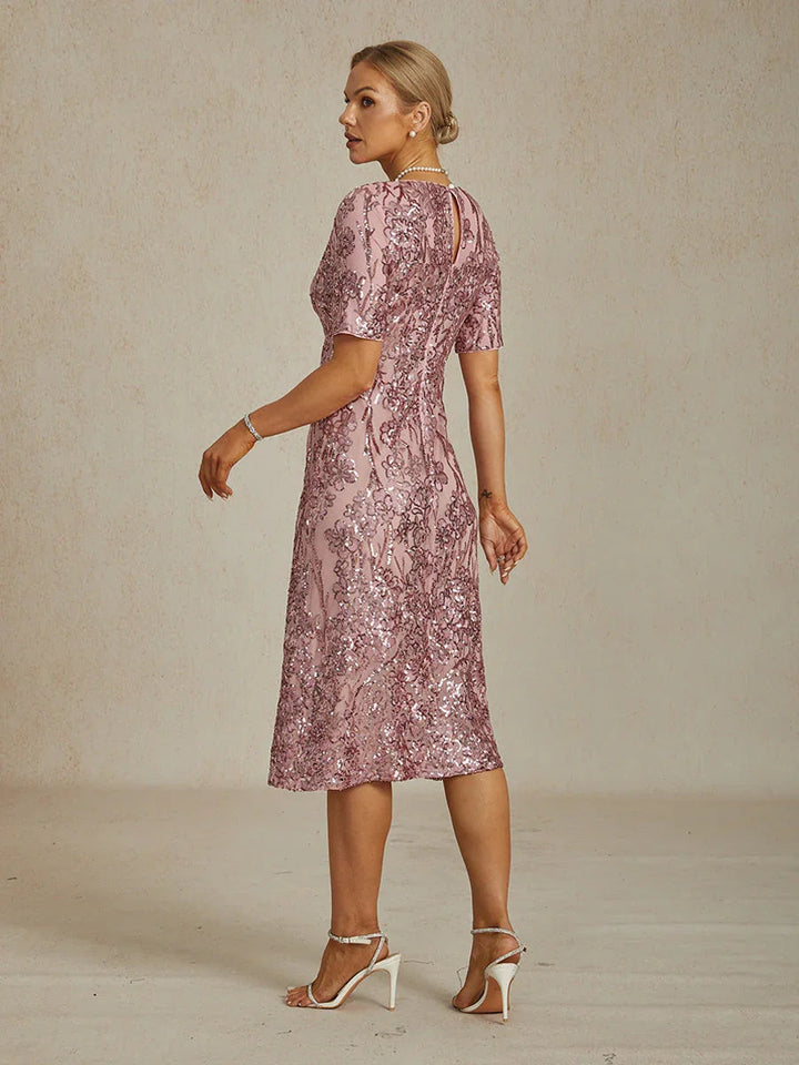 Elegante V-hals Korte Paillettenjurk