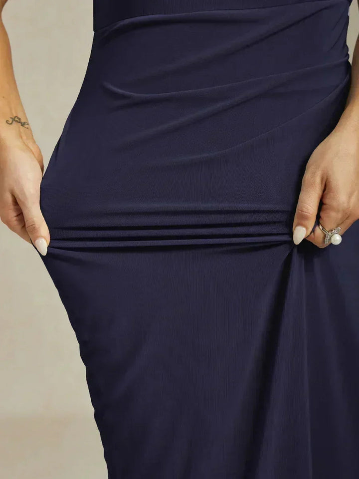 Elegante Maxi-jurk met Halter, Kralen en Ruches