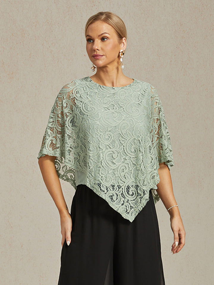 Elegante kanten top met vleermuismouwen
