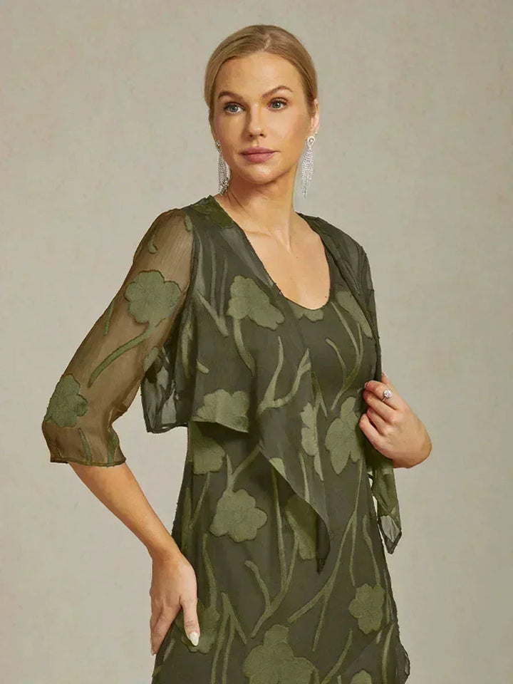 Bloemig Doorschijnend Chiffon Bolero Met 3/4-Mouwen