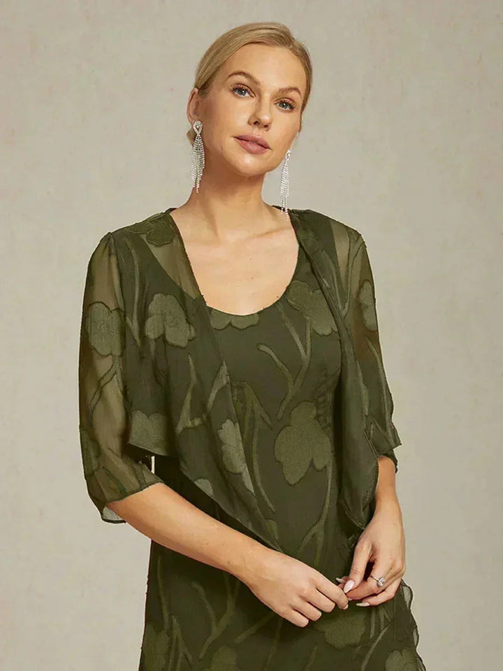 Bloemenprint Doorschijnende Chiffon Bolero Met 3/4-mouwen