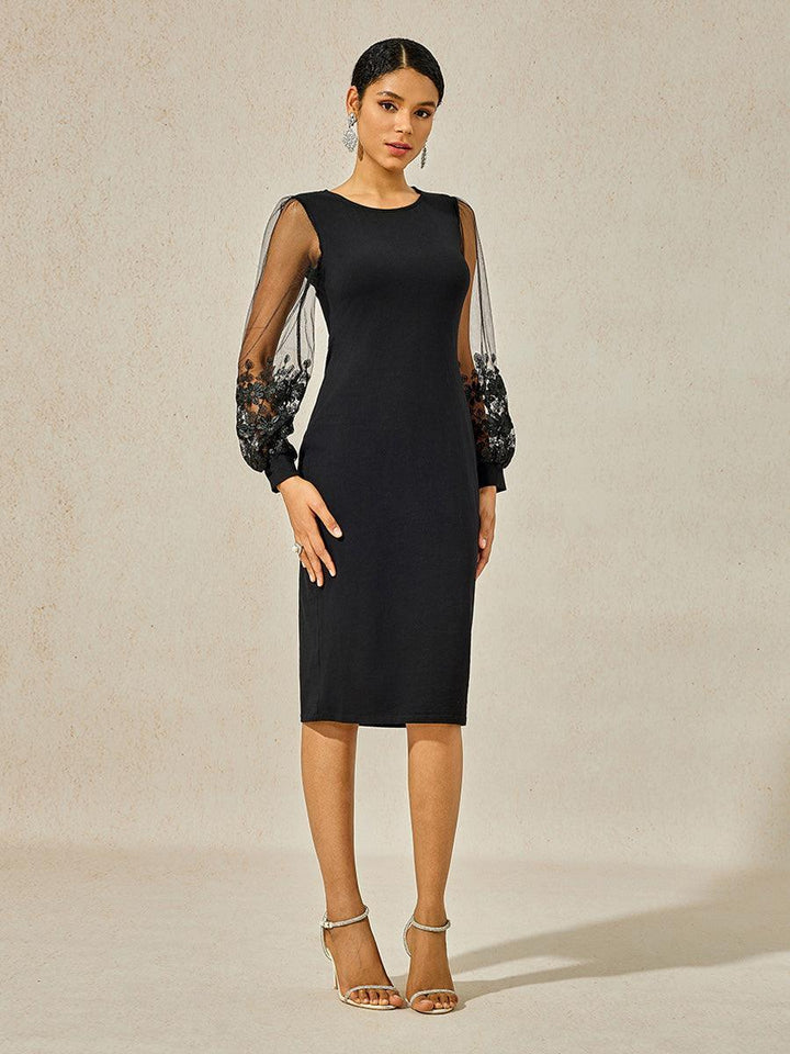 Bodycon Midi-jurk met Bloemenmouwen