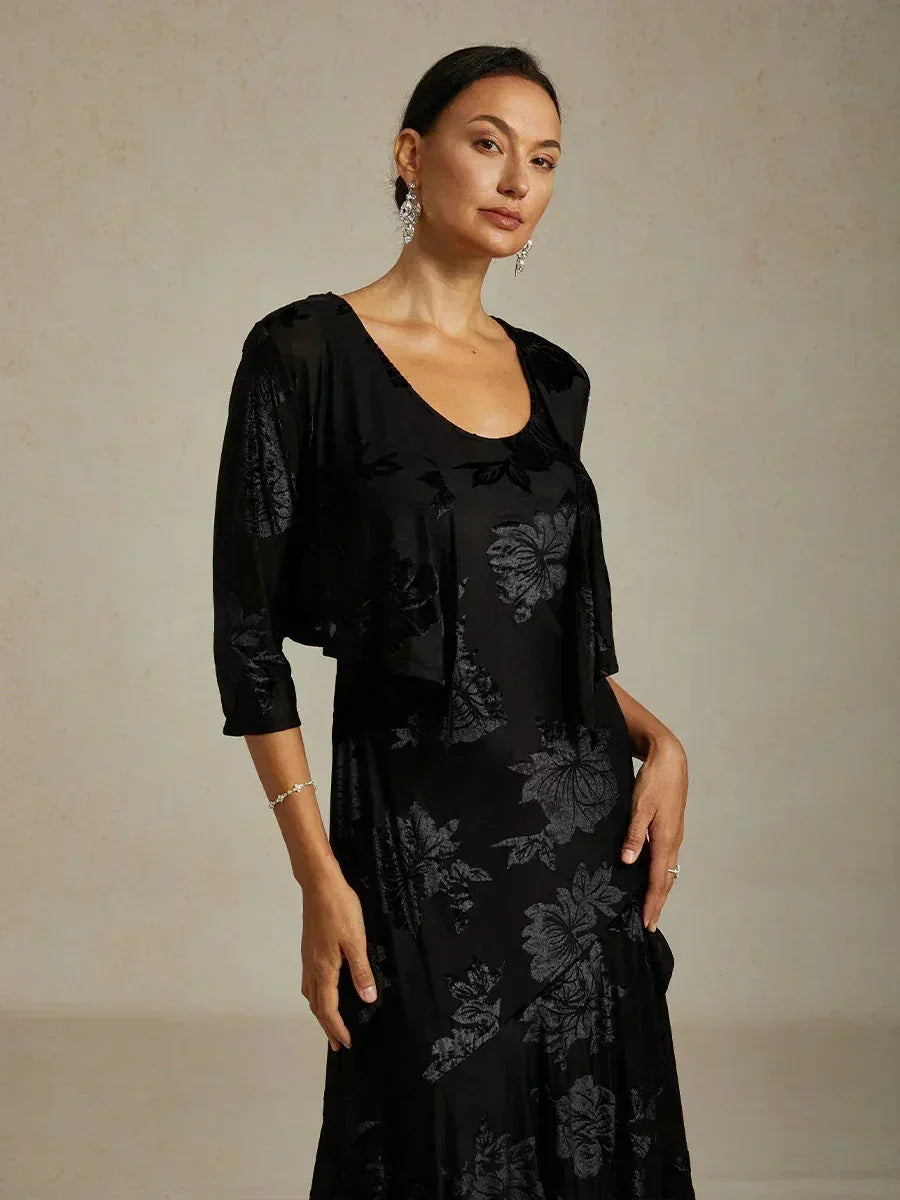 Floral Stretch 3/4 Sleeve Shrug