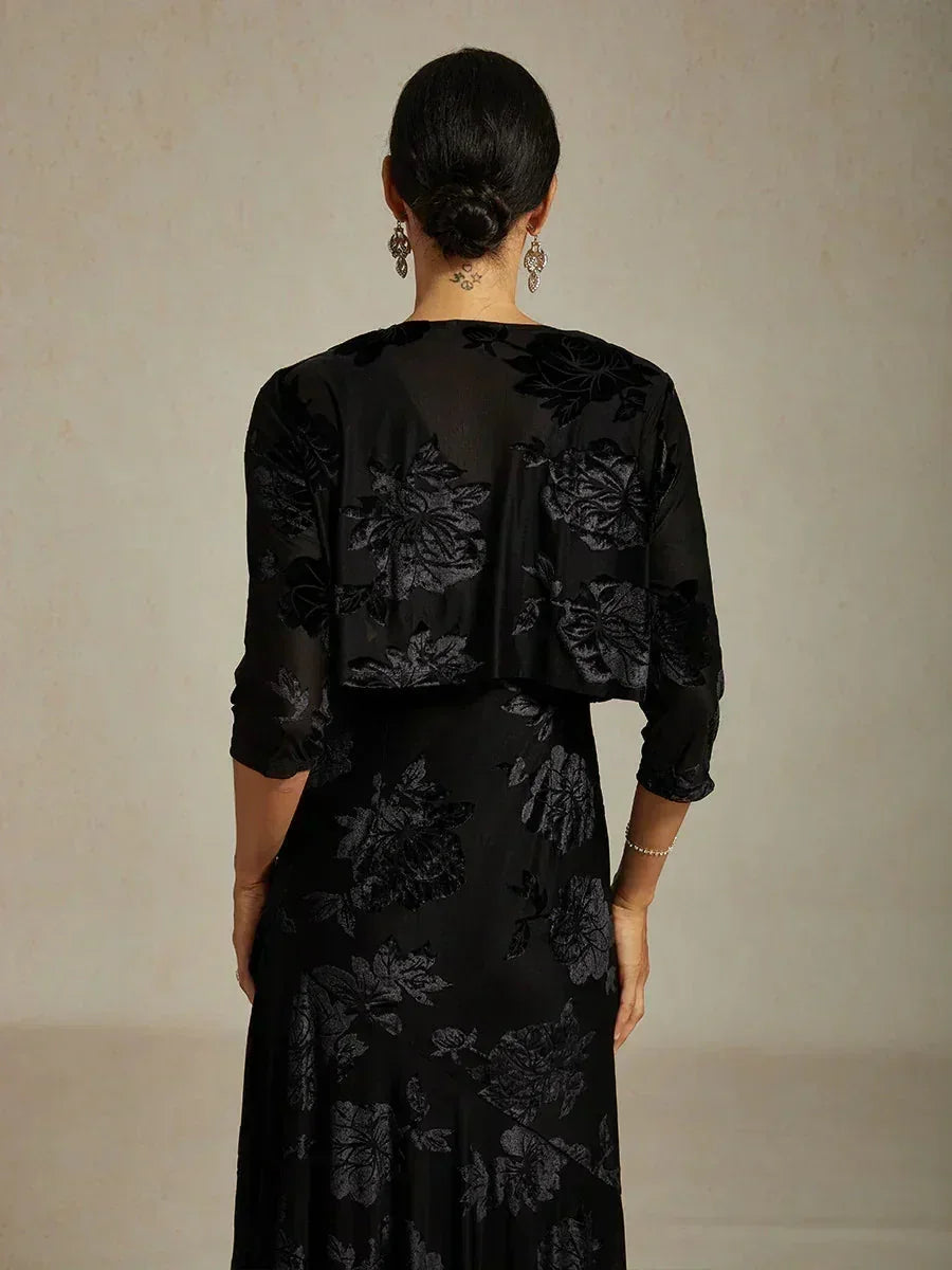 Floral Stretch3/4 Sleeve Shrug
